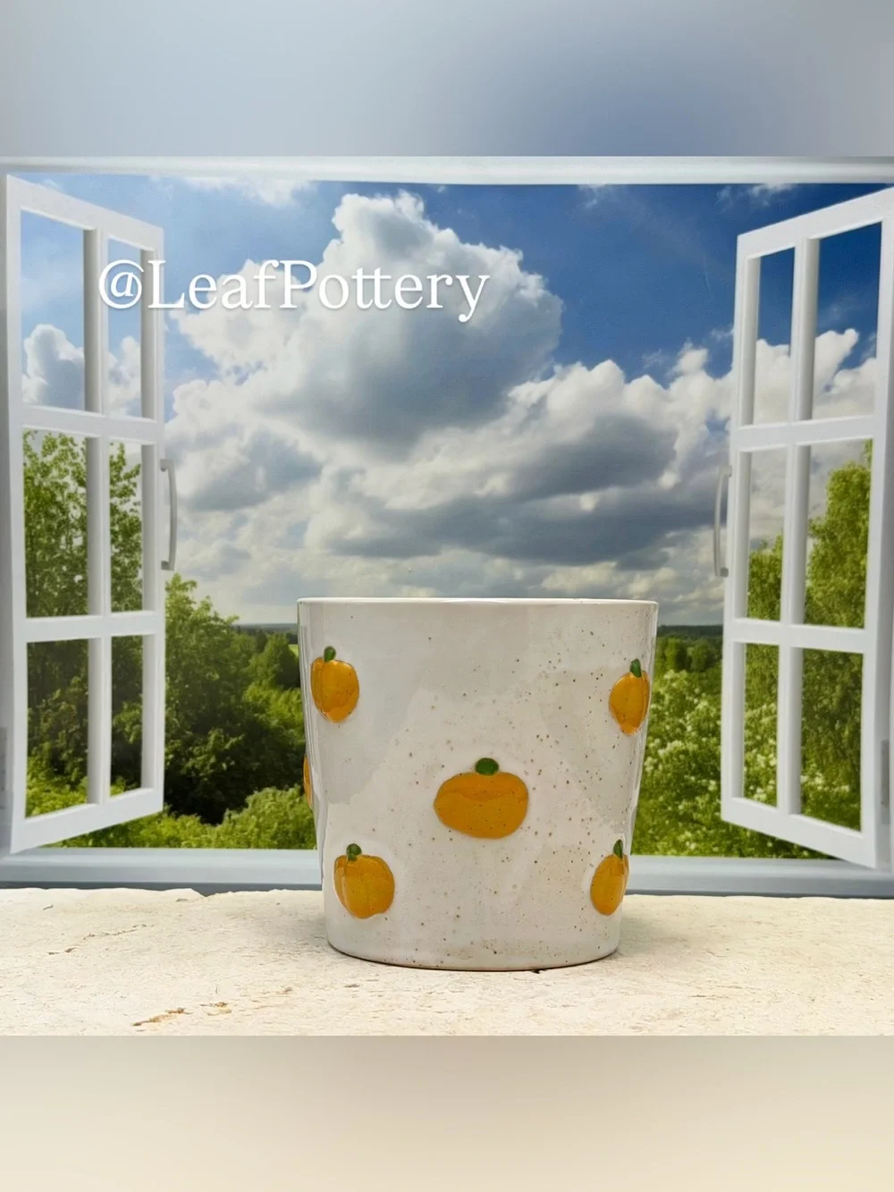 Speckled Pumpkin Mug Large 18oz Ceramic Coffee Cup Fall Kitchen Decor Autumn